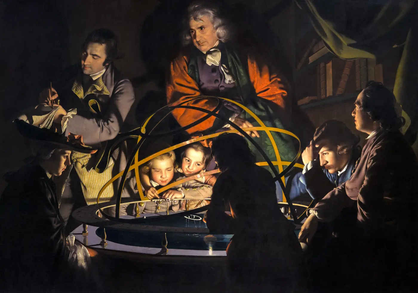 Wright of Derby’s painting of a family gathered round an orrery, their faces lit from its centre